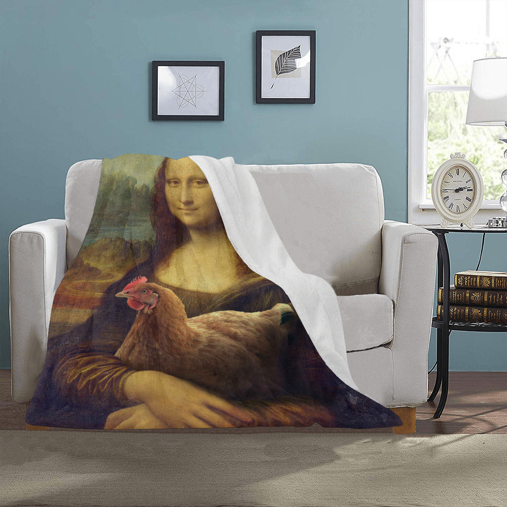 Chicken Mona Lisa Throw Blanket