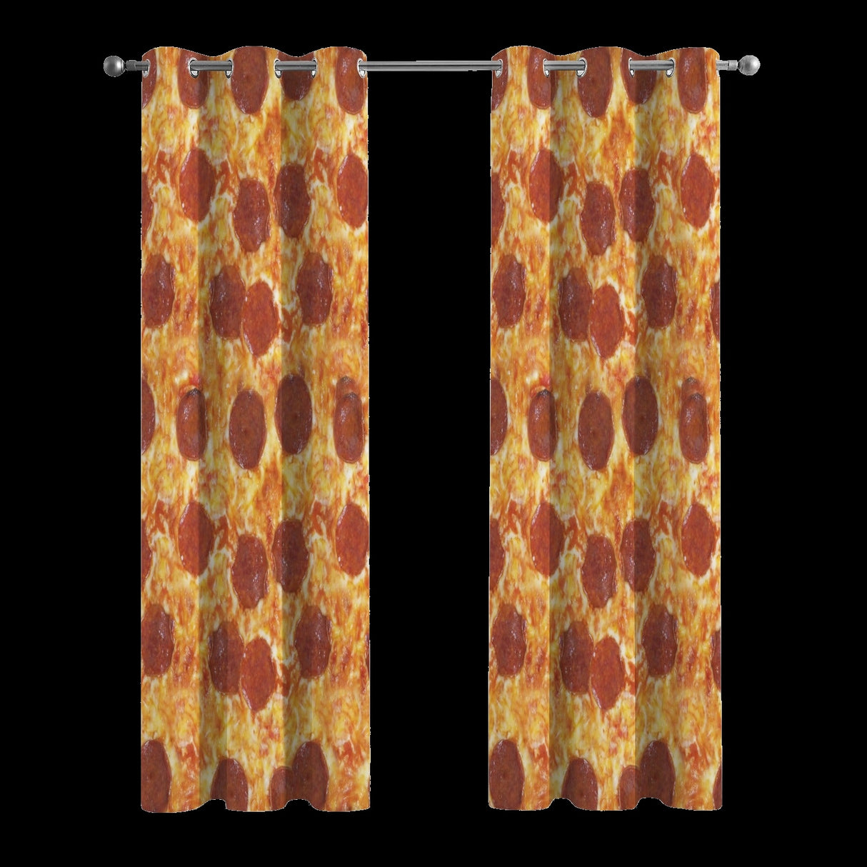 Pepperoni Pizza Curtains – Funny Food Grommet Set, 52 x 84 in