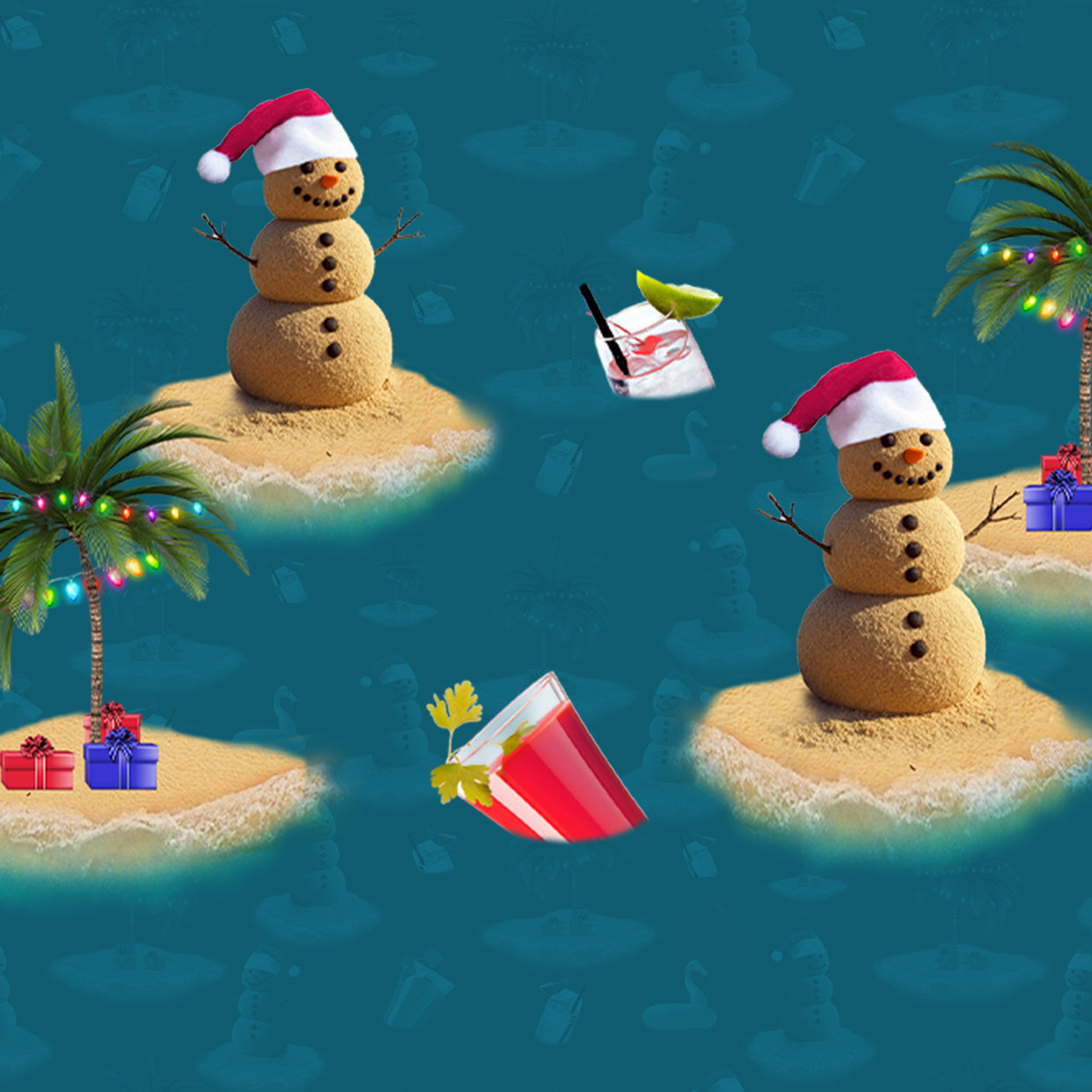 Christmas in July Vacay Hawaiian Guayabera Shirt