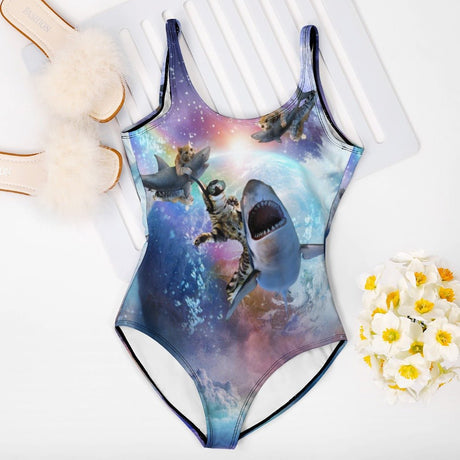 Space Cat Shark One Piece Swimsuit - Random Galaxy