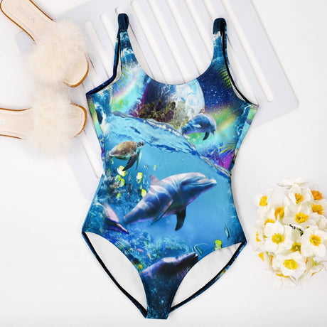 Space Dolphin One Piece Swimsuit - Random Galaxy