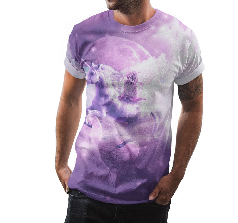Cat Riding Unicorn Shirt | AOP 3D Tee Shirts - Random Galaxy Official