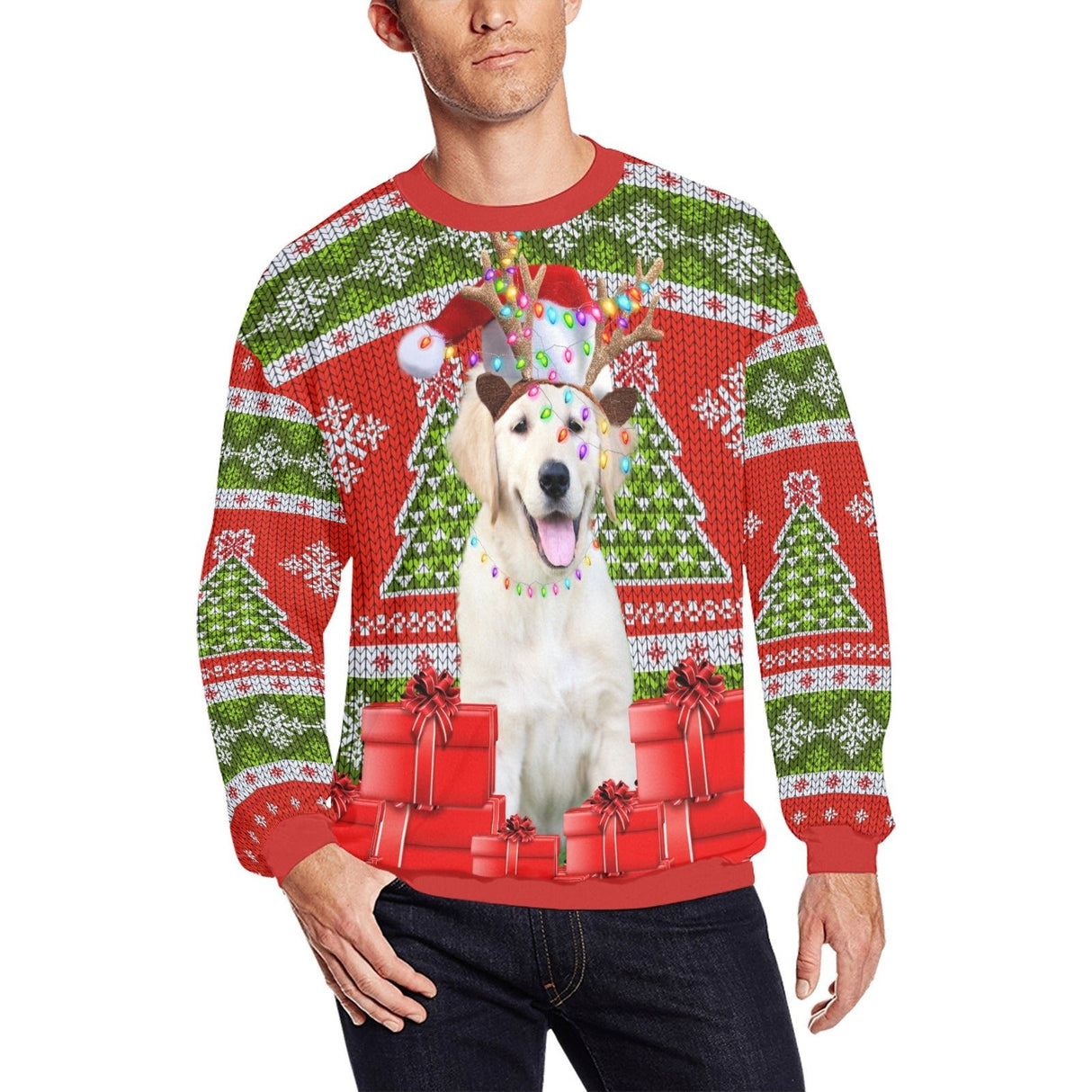Golden Retriever Ugly Christmas Sweater - Random Galaxy