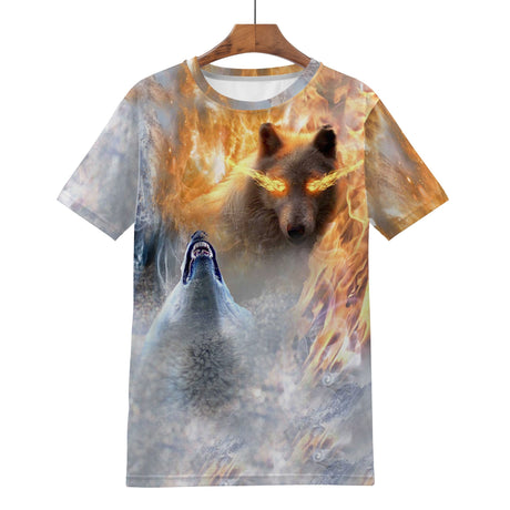 Ice Fire Wolf Shirt | AOP 3D Tee Shirts - Random Galaxy Official
