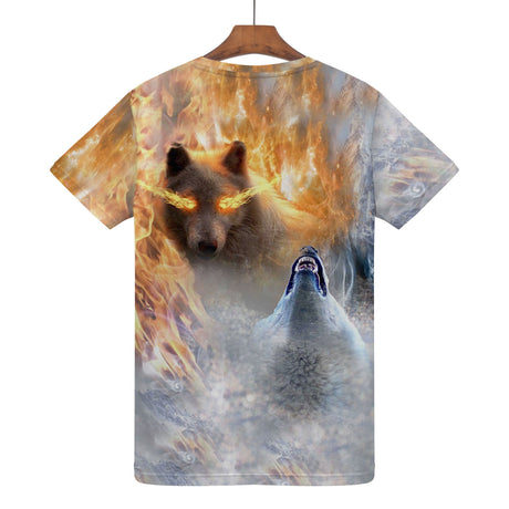 Ice Fire Wolf Shirt | AOP 3D Tee Shirts - Random Galaxy Official