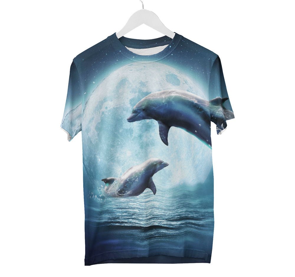 Moon Dolphin Shirt | AOP 3D Tee Shirts - Random Galaxy Official