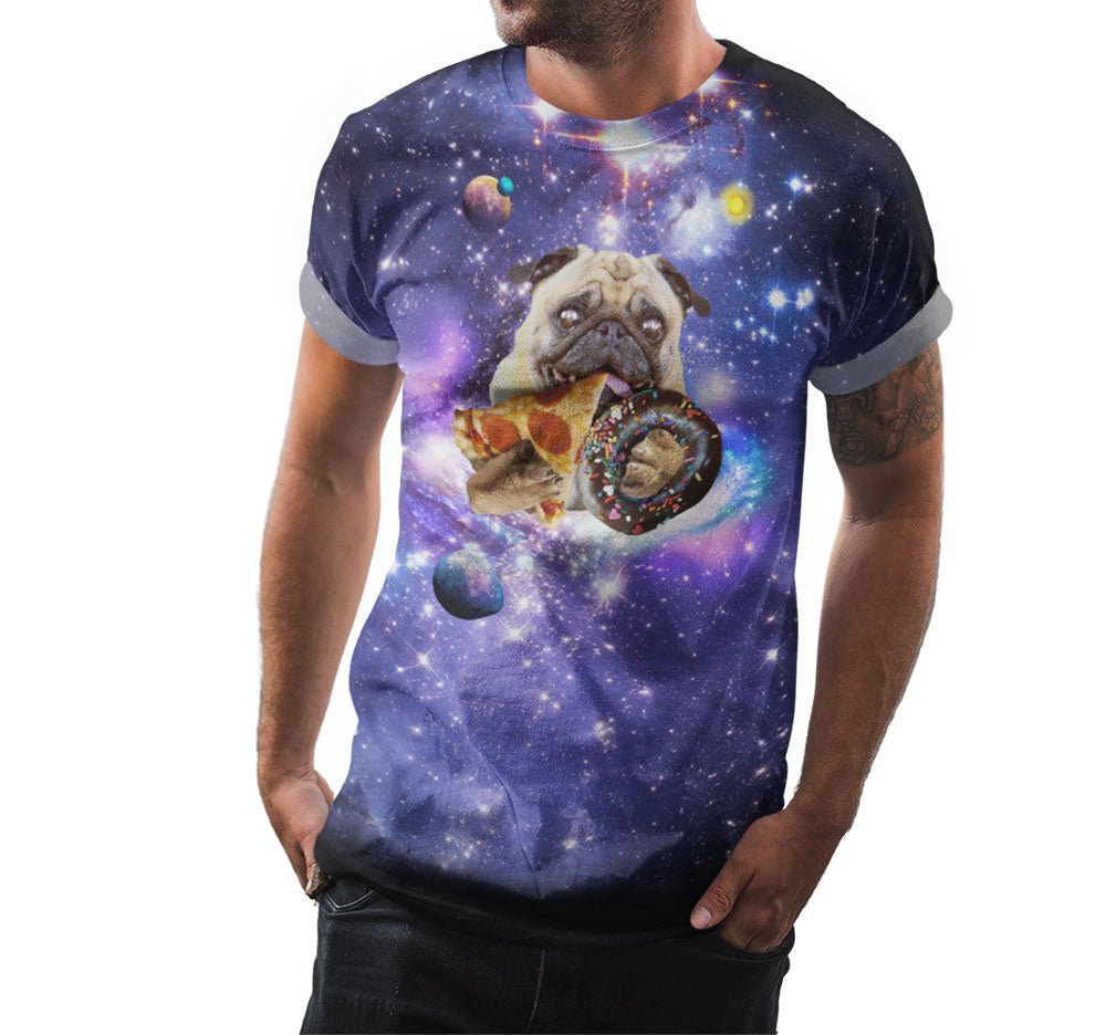 Space Pug Pizza Donut Shirt - Random Galaxy
