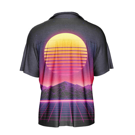 Synthwave Sunset Hawaiian Shirt | Button Up Down Shirt - Random Galaxy