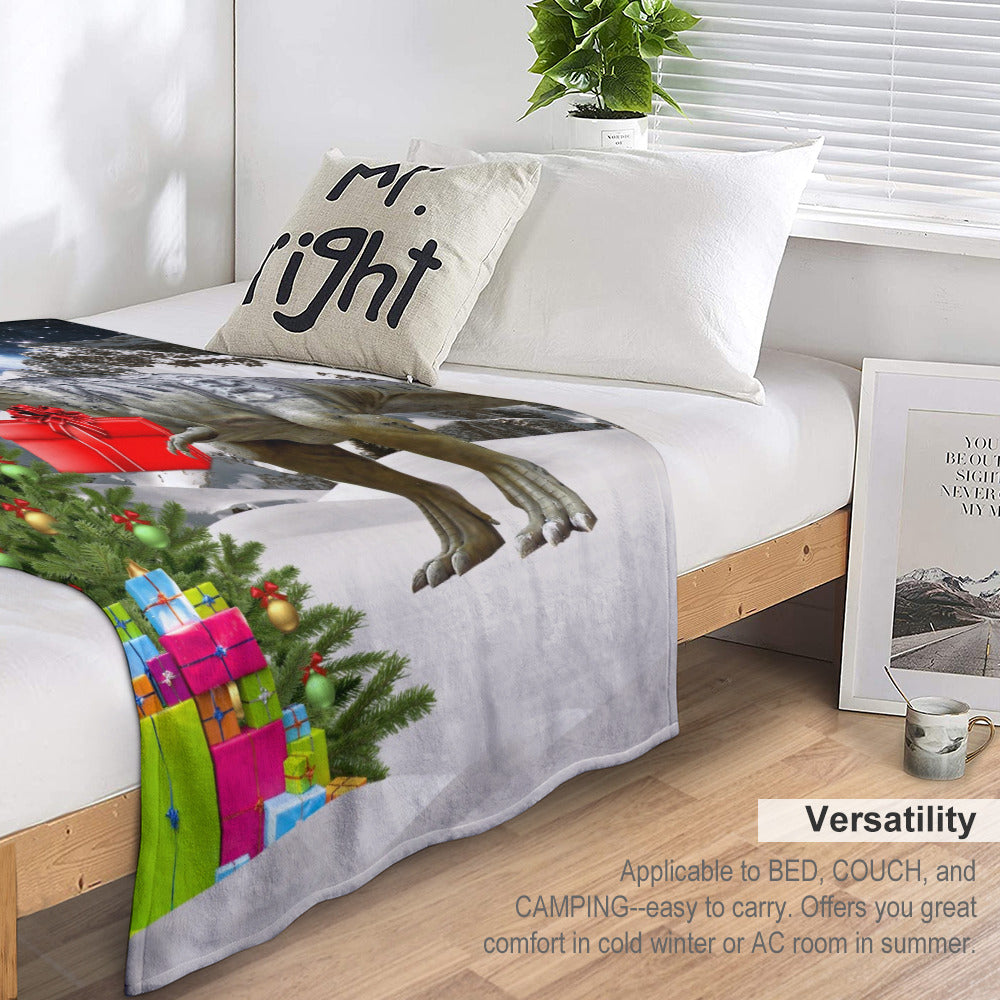 Dinosaur Santa Christmas Throw Blanket