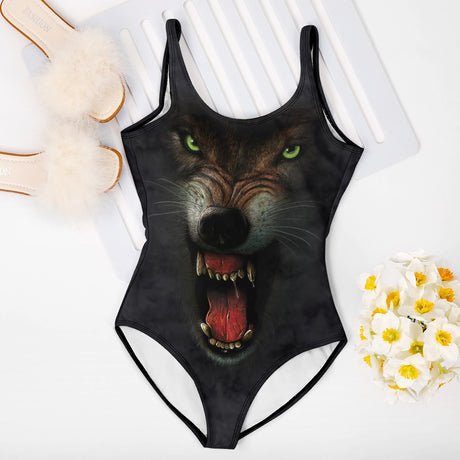 Wolf Face One Piece Swimsuit