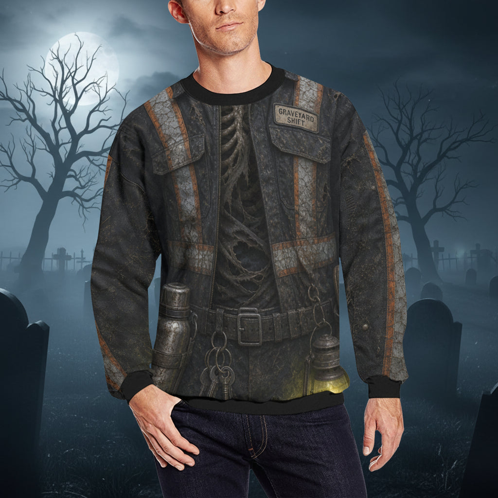 Graveyard Shift Cemetery Worker Halloween Sweatshirt