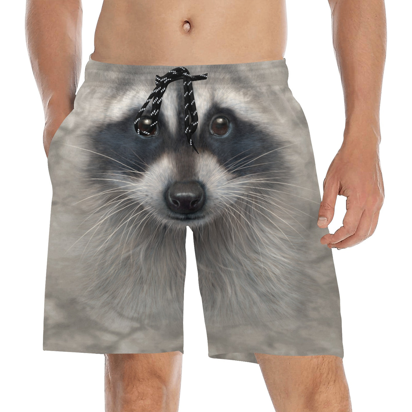 Raccoon Face Swim Trunks | Men's Swimming Beach Shorts