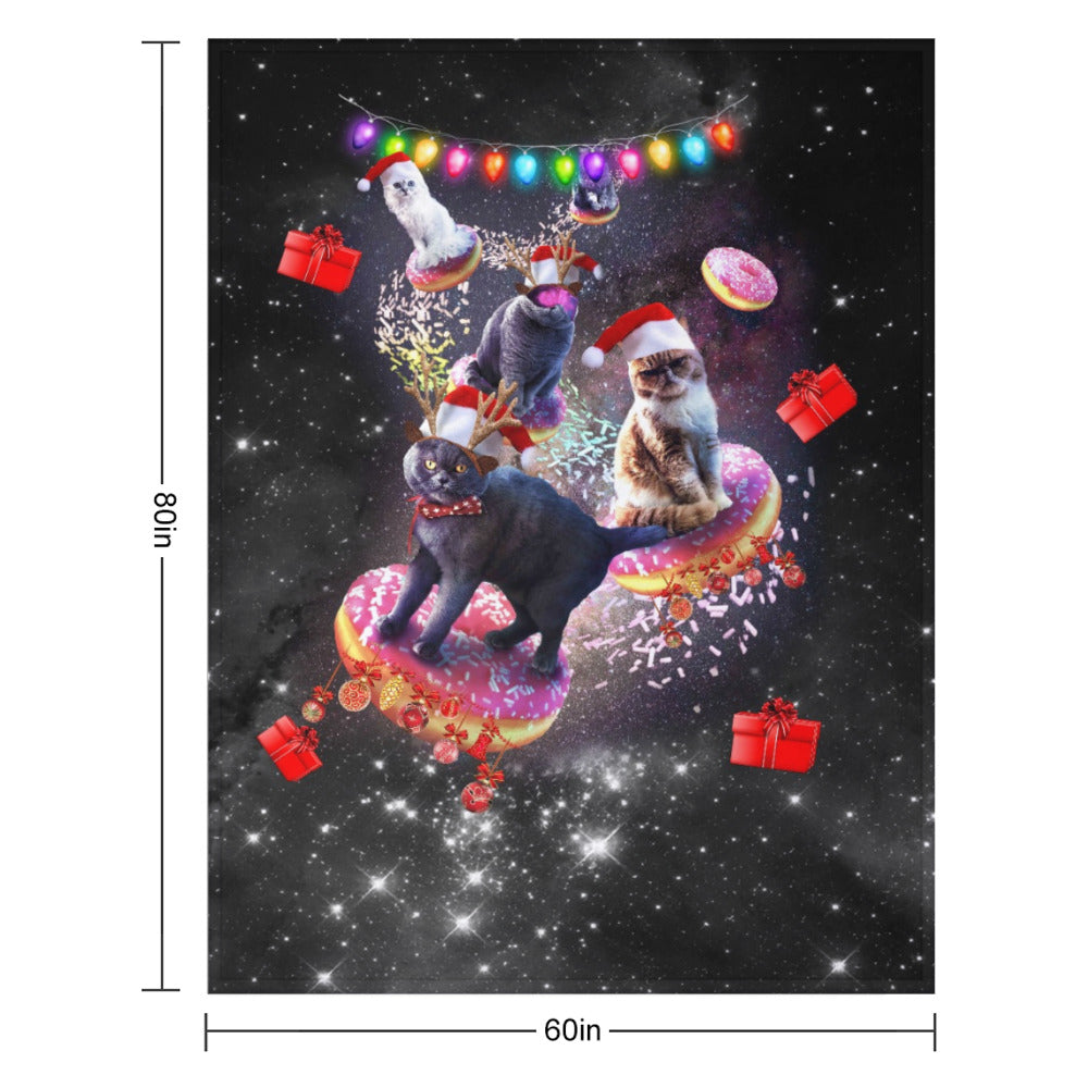 Space Cat Christmas Throw Blanket