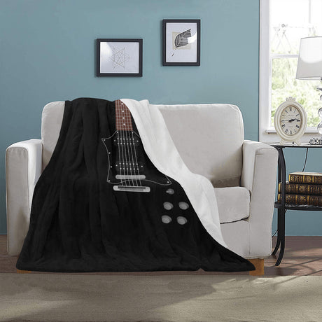 Black Guitar Throw Blanket
