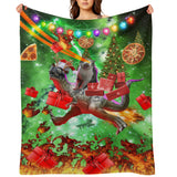 Cat Dinosaur Christmas Throw Blanket
