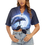 Moon Dolphin Women's Hawaiian Shirt