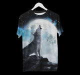 Wolf Howling At Moon Shirt | AOP 3D Tee Shirts