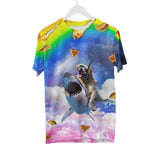 Hund reitet Hai im Weltraum Shirt | AOP 3D T-Shirts