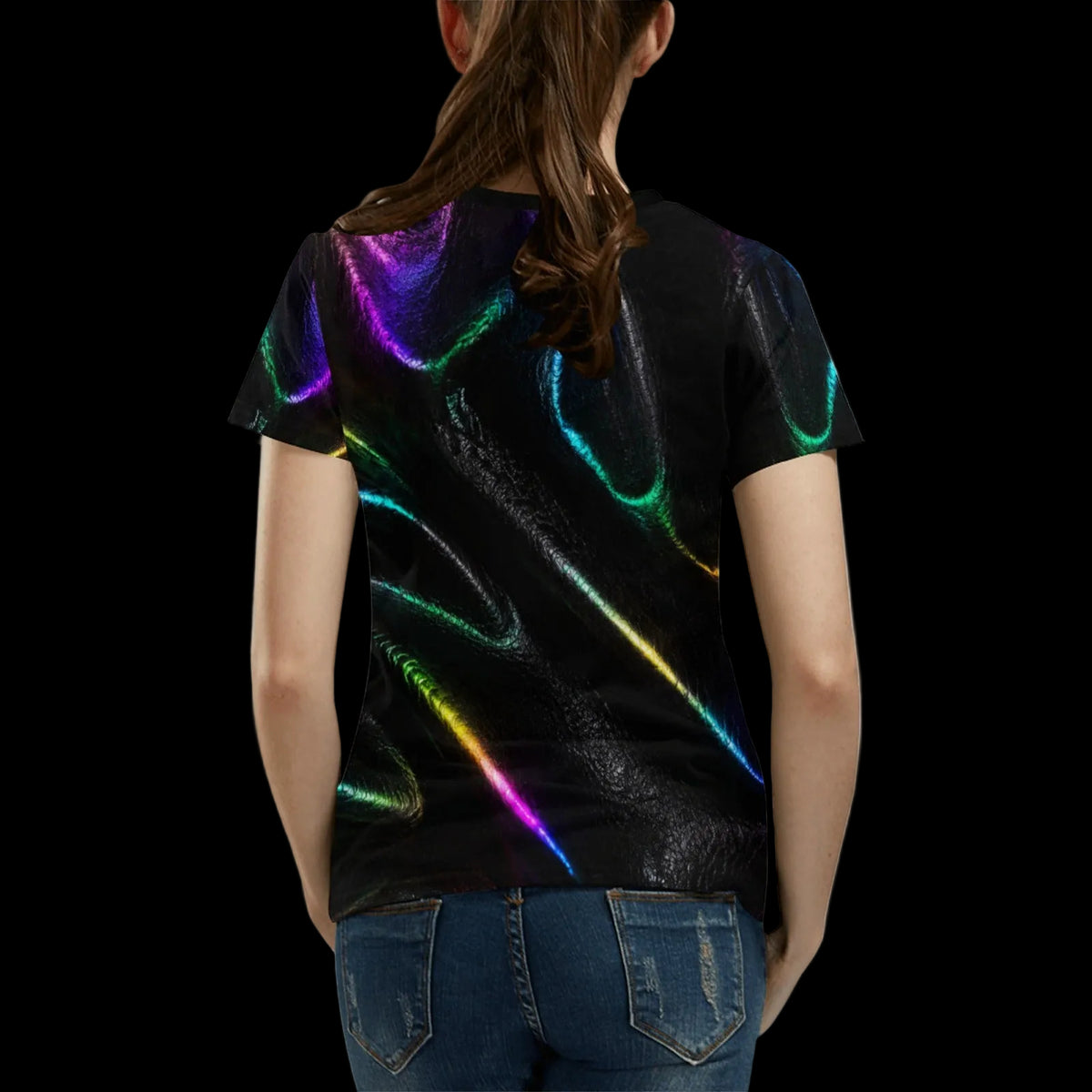 Florescent Black Rainbow Costume Shirt for Women