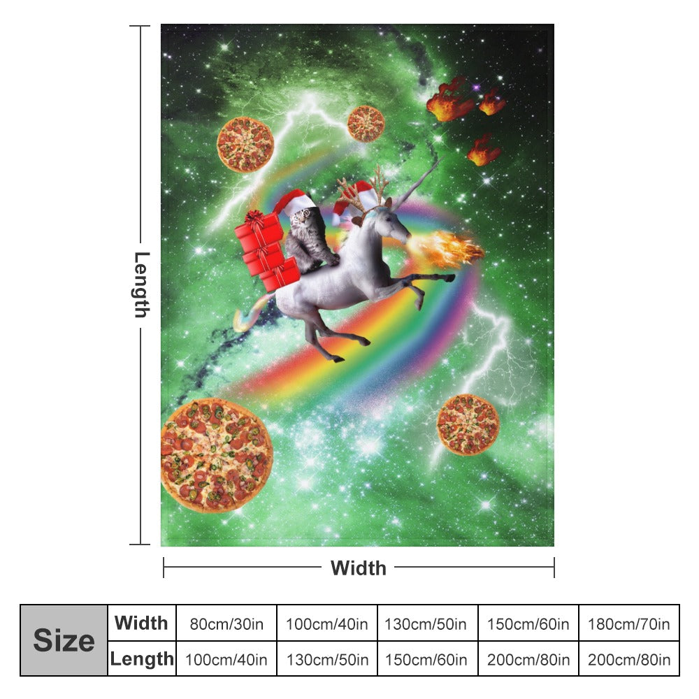 Christmas Cat Unicorn Throw Blanket