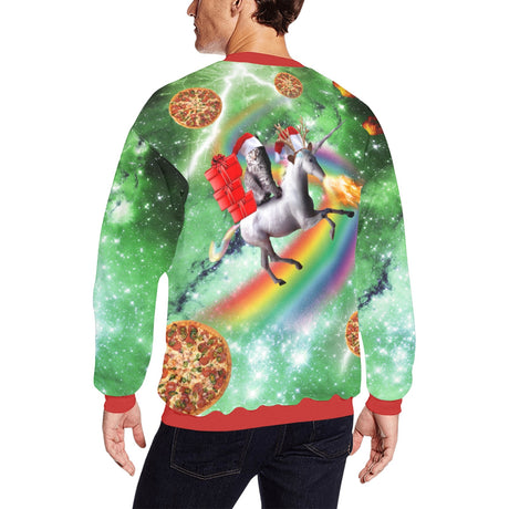 Cat Riding Unicorn Ugly Christmas Sweater