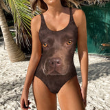 Chocolate Labrador Face One Piece Swimsuit