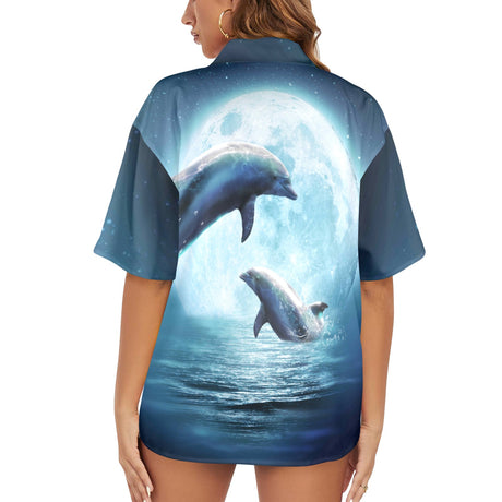 Moon Dolphin Women's Hawaiian Shirt