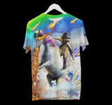 Cat Riding Unicorn Shirt | AOP 3D Tee Shirts