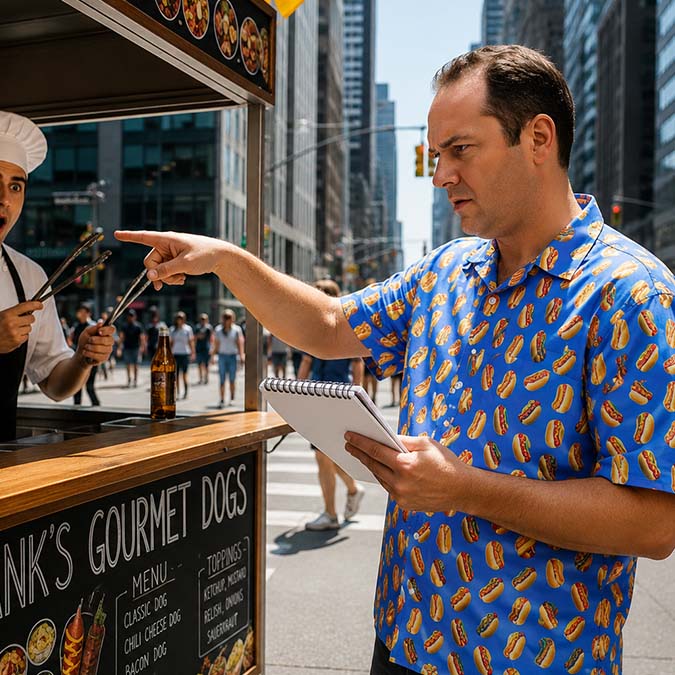 Hot Dog Hawaiian Shirt - BBQ Food Button-Up