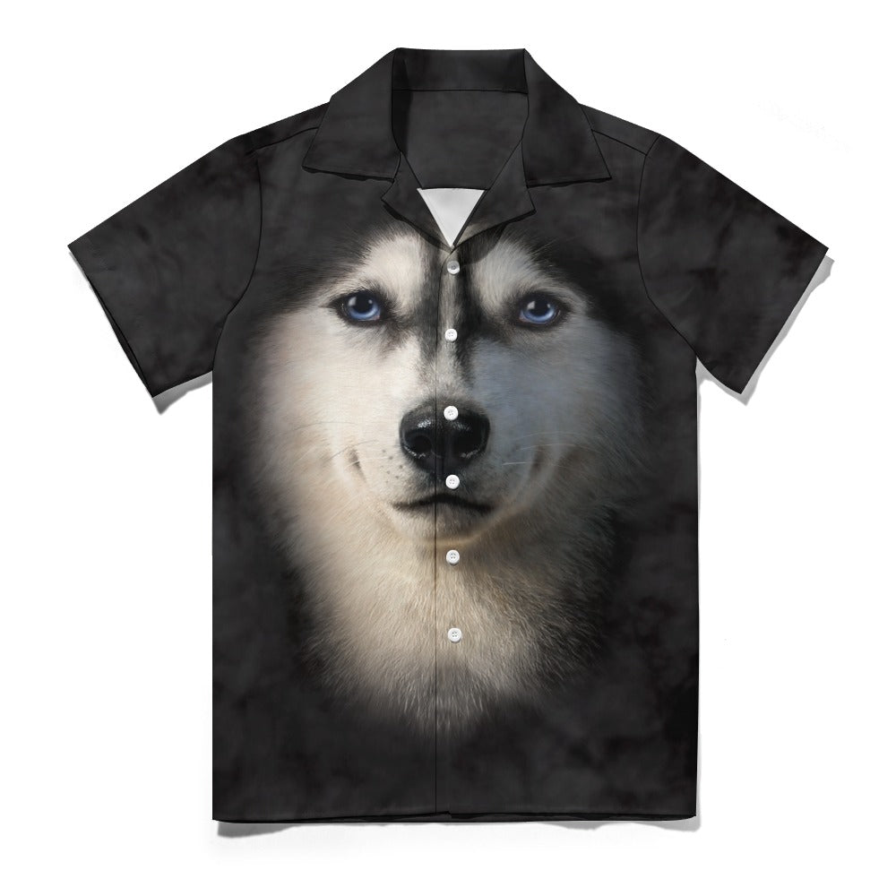 Siberian Husky Face Hawaiian Shirt | Button Up Down Shirt