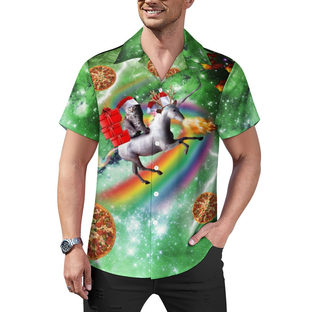 Christmas Cat Unicorn Hawaiian Shirt | Button Up Down Shirt