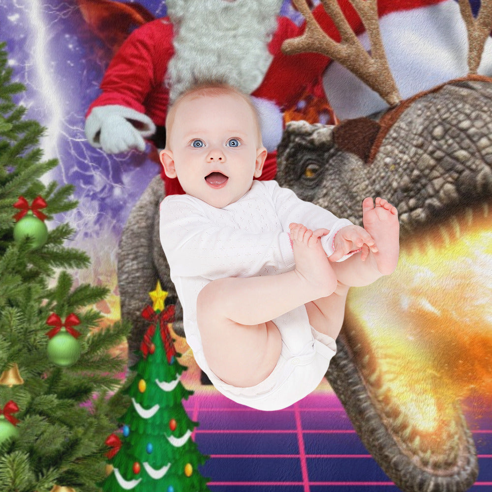 Santa Dinosaur Christmas Throw Blanket