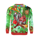 Cat Riding Dinosaur Ugly Christmas Sweater