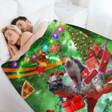Cat Dinosaur Christmas Throw Blanket