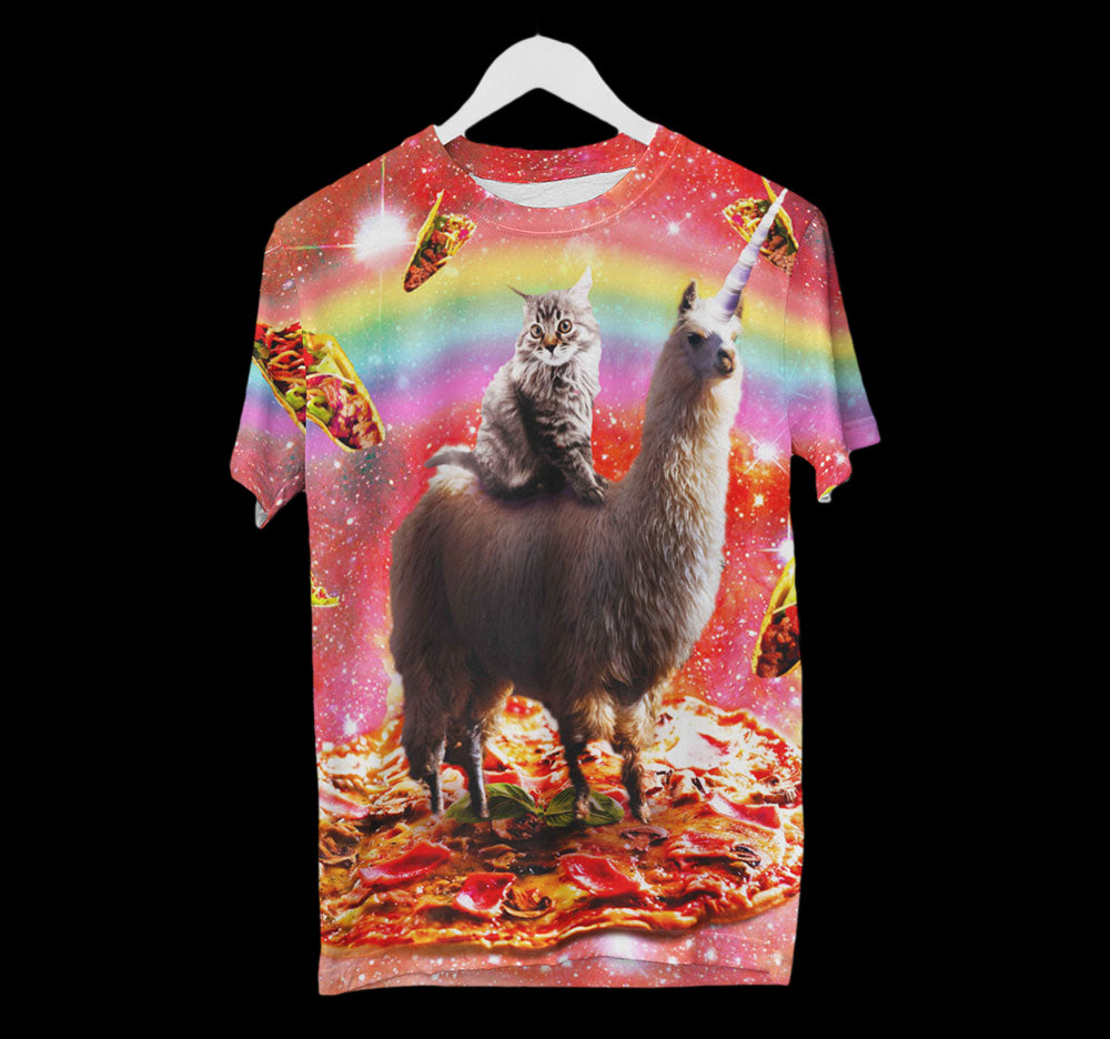 Pizza Cat Llama Shirt | AOP 3D Tee Shirts