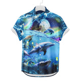 Hawaiihemd mit Weltraumdelfin | Button-Up-Down-Hemd