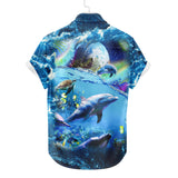 Hawaiihemd mit Weltraumdelfin | Button-Up-Down-Hemd