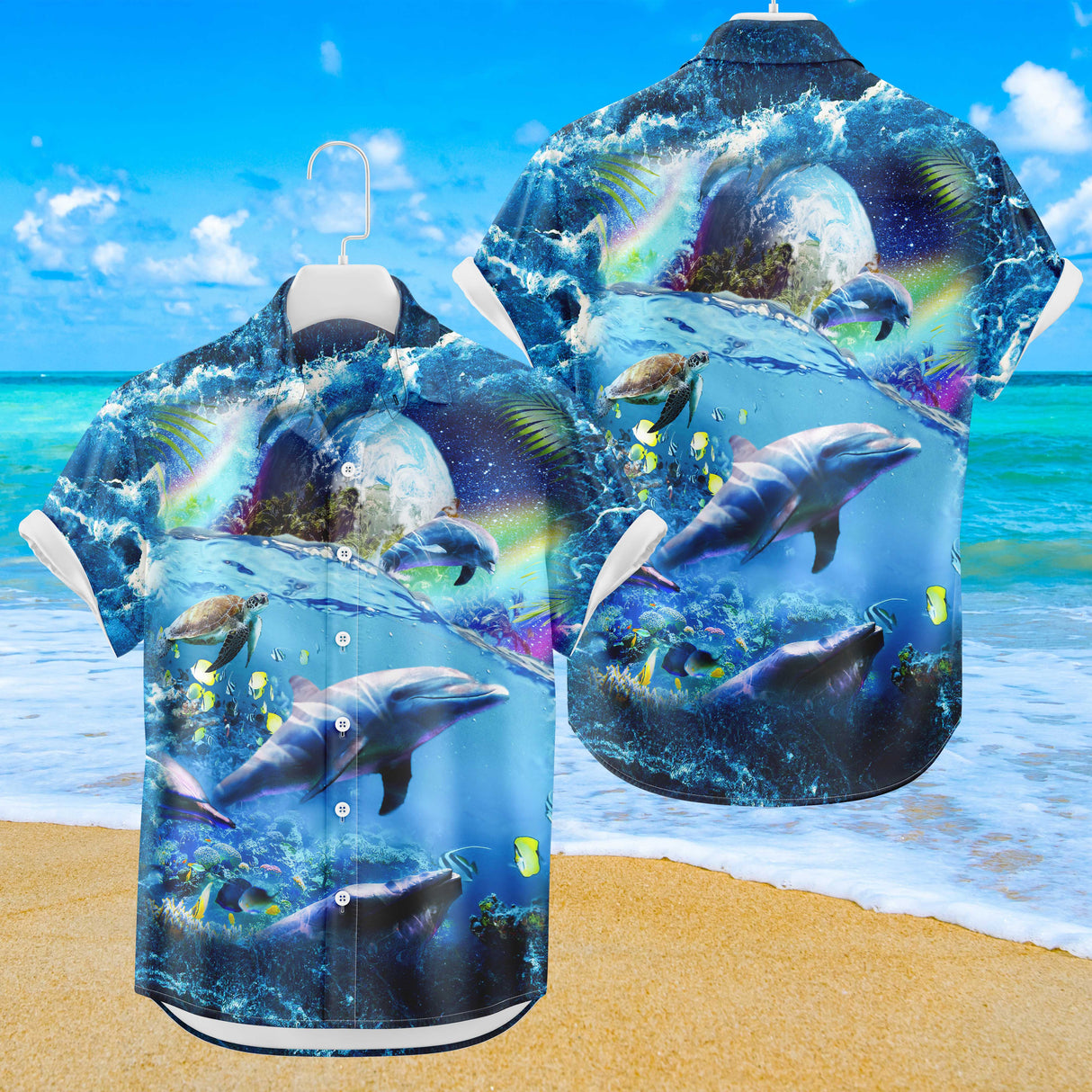 Chemise hawaïenne Space Dolphin | Chemise boutonnée