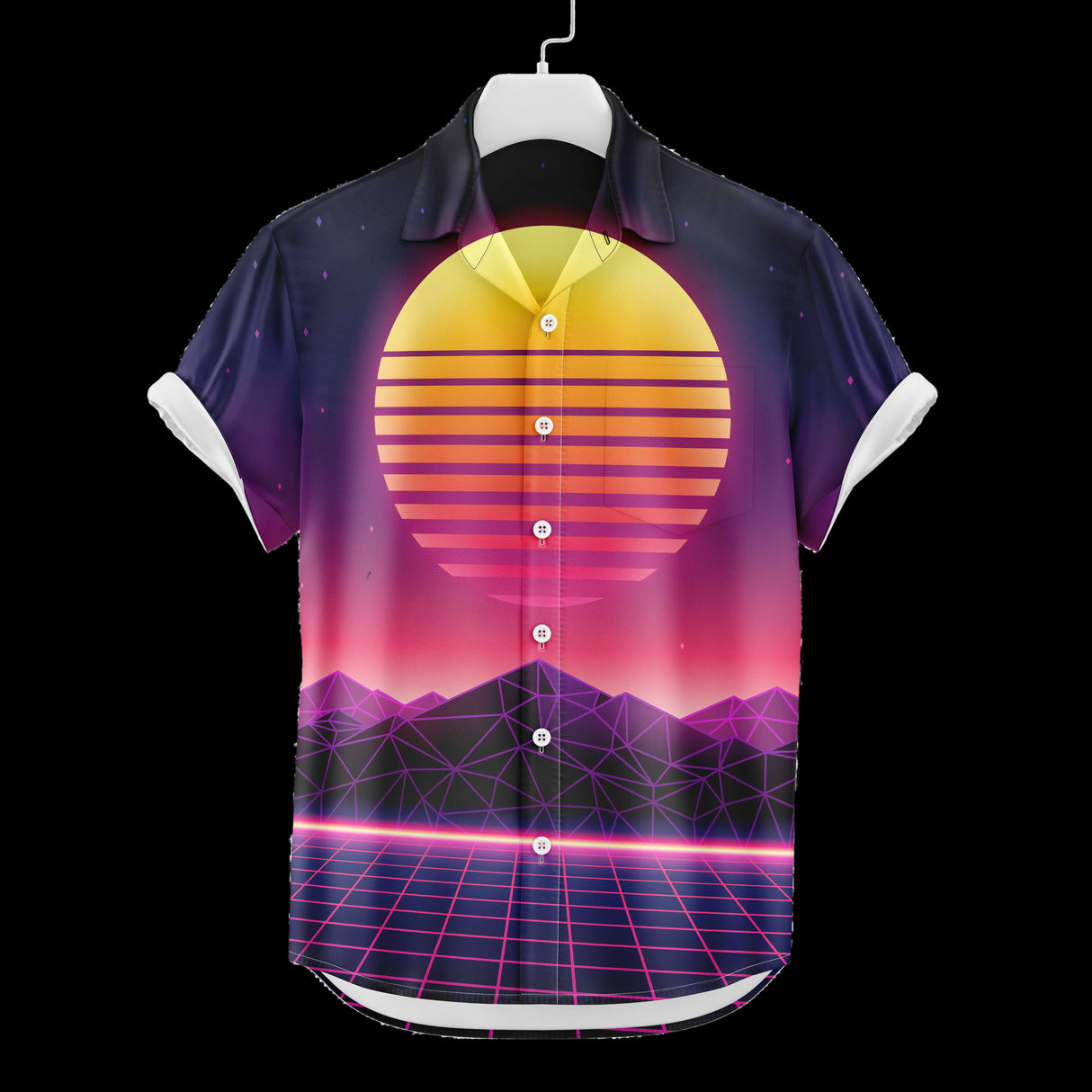 Synthwave Sunset Hawaiian Shirt | Button Up Down Shirt