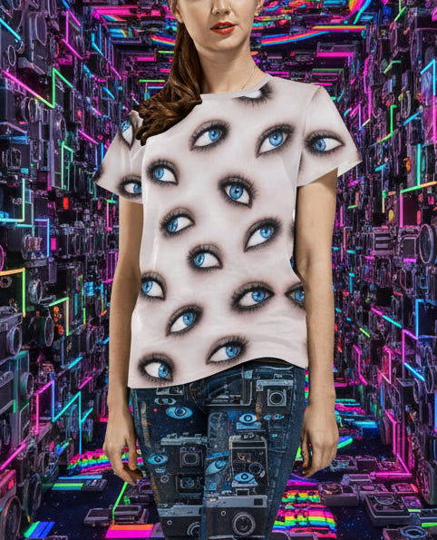 Blue Eyes Pattern Costume Shirt for Women