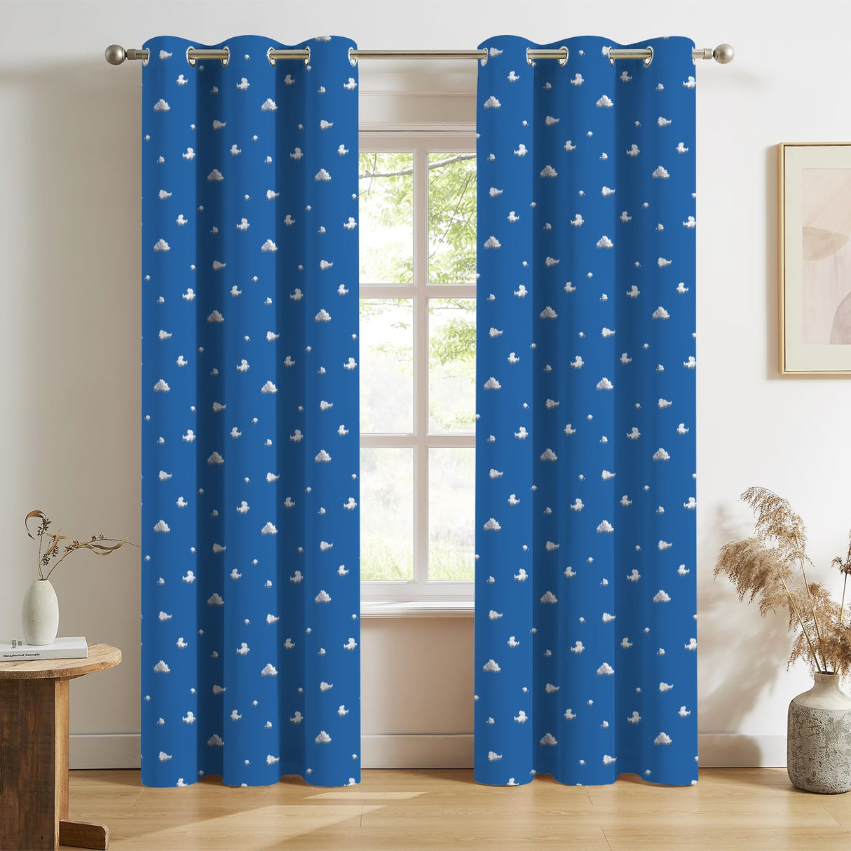 Cloud Window Curtains – Blue Sky Grommet Set, 52 x 84 in