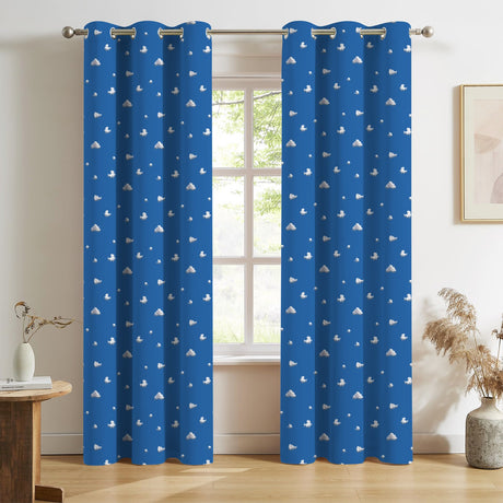Cloud Window Curtains – Blue Sky Grommet Set, 52 x 84 in
