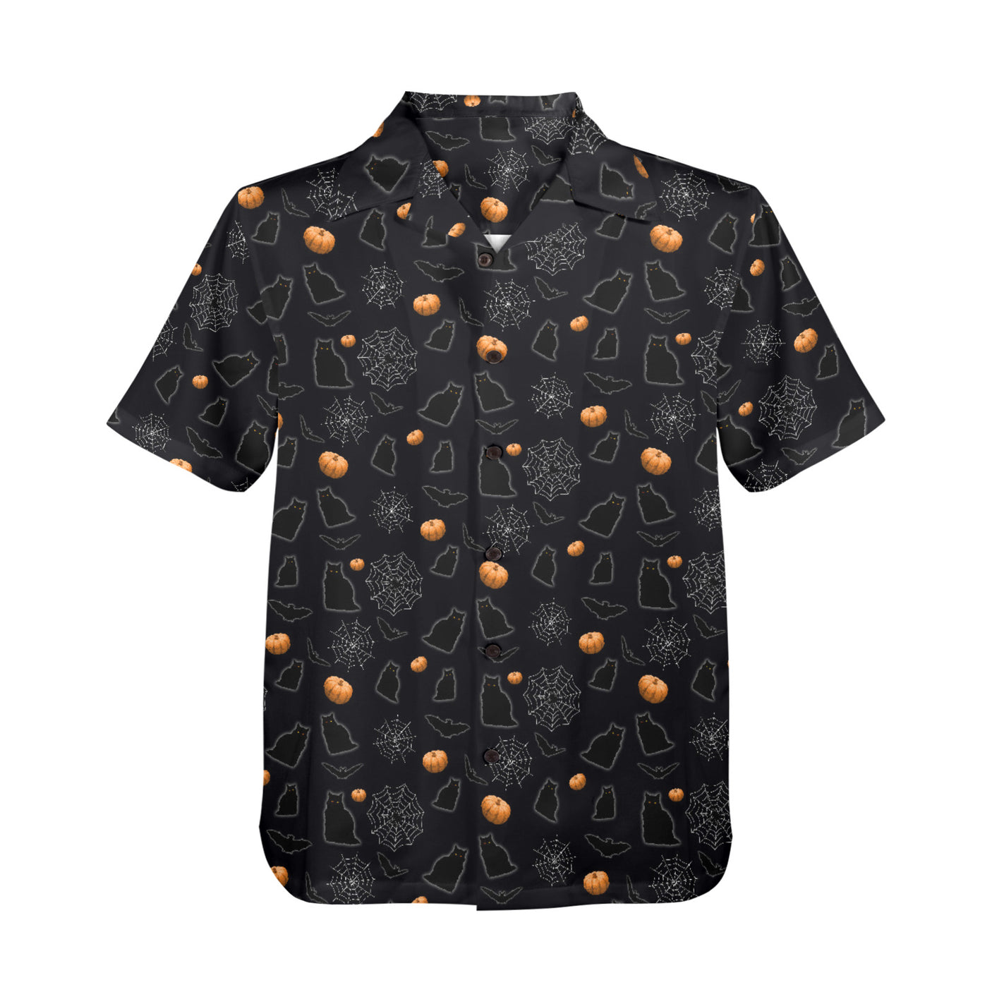 Black Cat Halloween Hawaiian Shirt | Button Up Down Shirt
