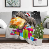Dinosaur Santa Christmas Throw Blanket