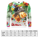 Cat Riding Dinosaur Ugly Christmas Sweater