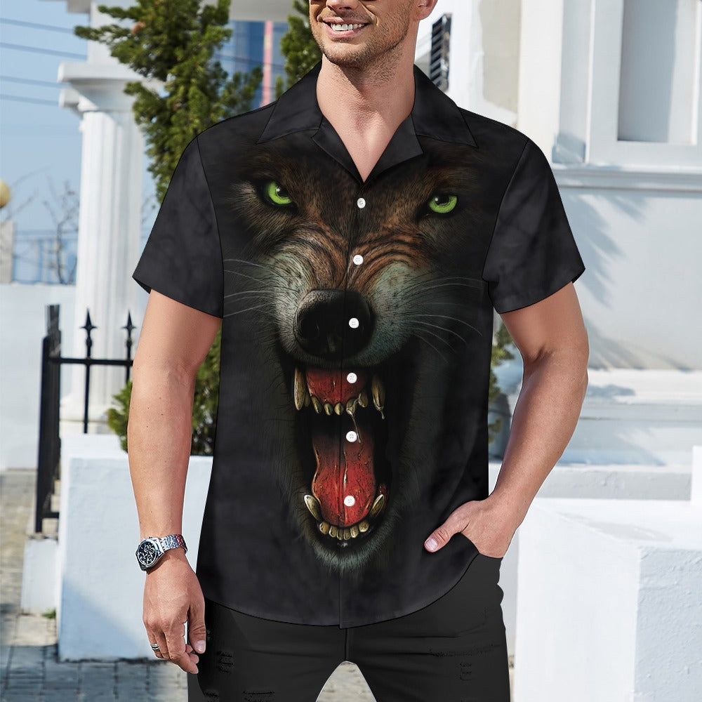 Wolf Face Hawaiian Shirt | Button Up Down Shirt