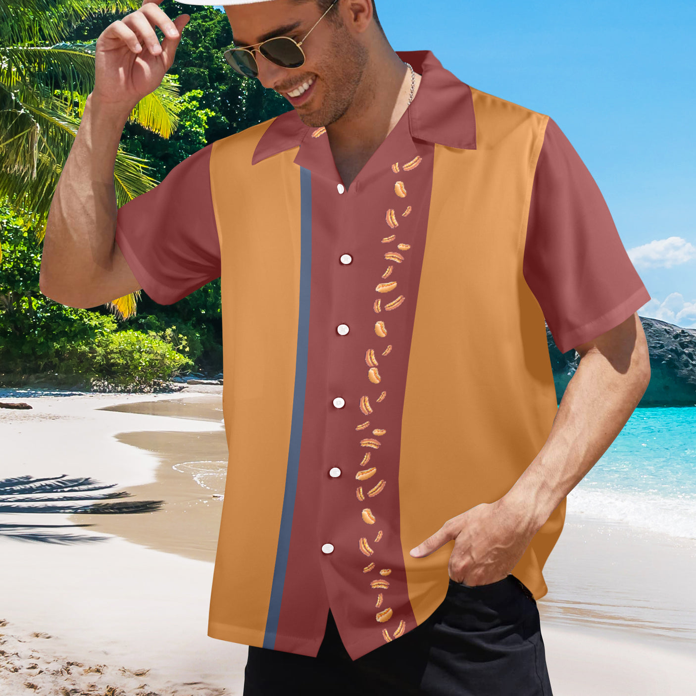 Hot Dog Hawaiian Shirt | Button Up Down Shirt