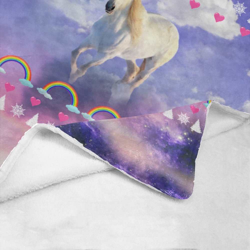 Rainbow Unicorn Christmas Throw Blanket