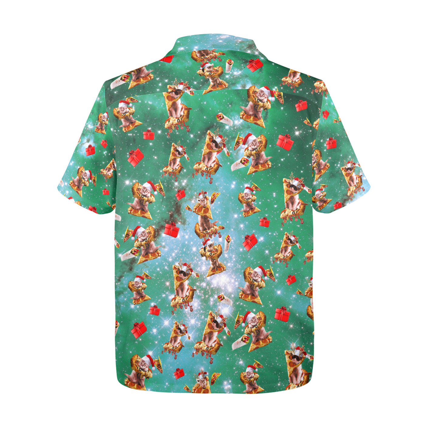 Christmas Space Cat Hawaiian Shirt | Button Up Down Shirt