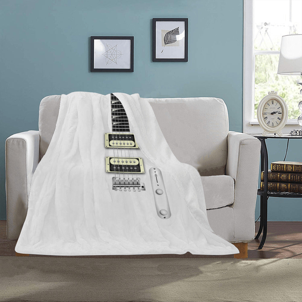 White Guitar Throw Blanket